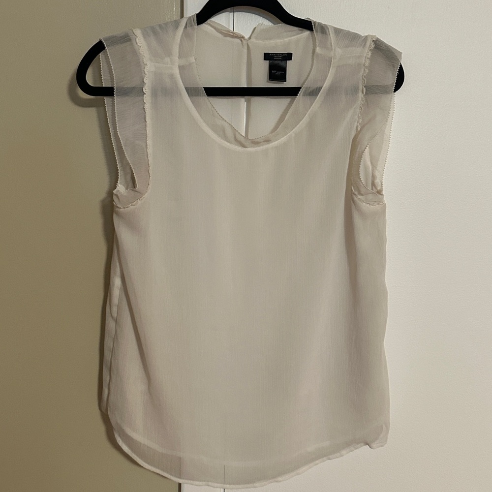 Ann Taylor White Sleeveless Blouse